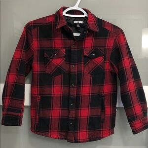 West 49 Kids Red & Black Plaid Shacket | Size Small (7–8)